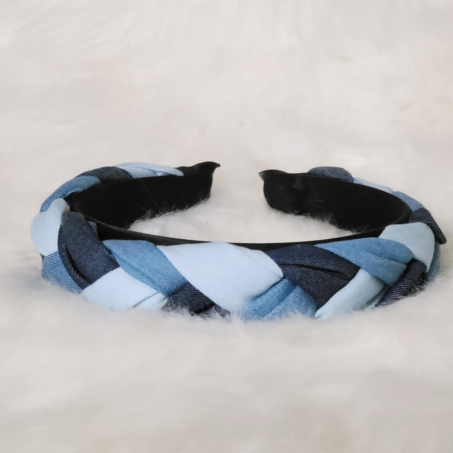 Denim Tricolor Braided Headband