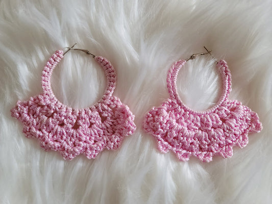 Statement Pink Crochet Hoops