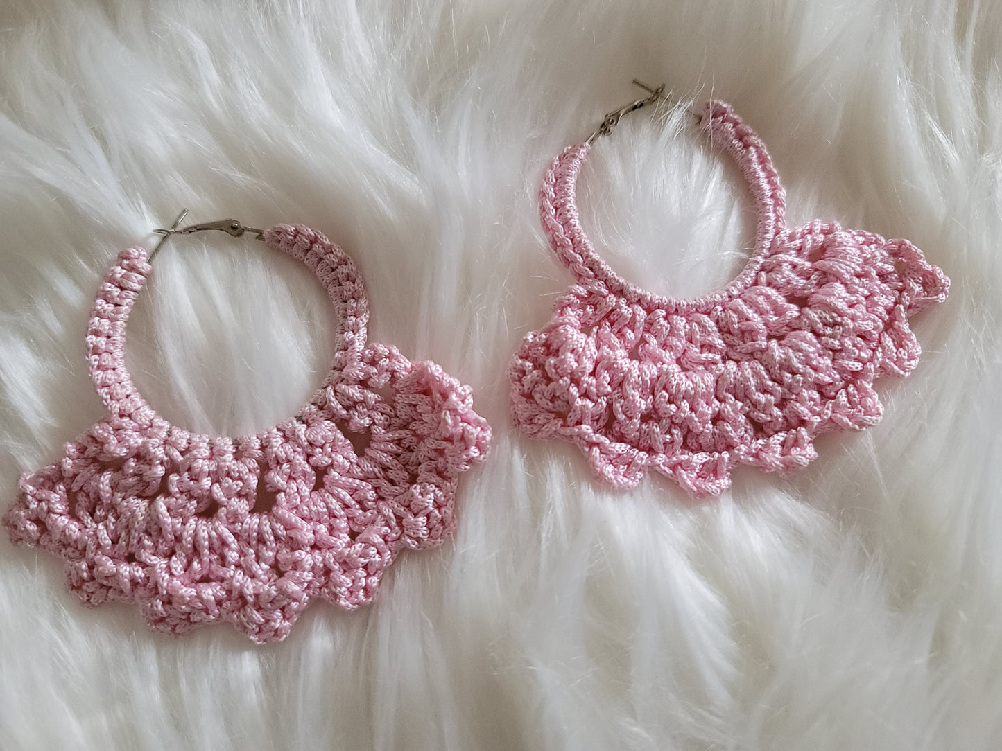 Statement Pink Crochet Hoops