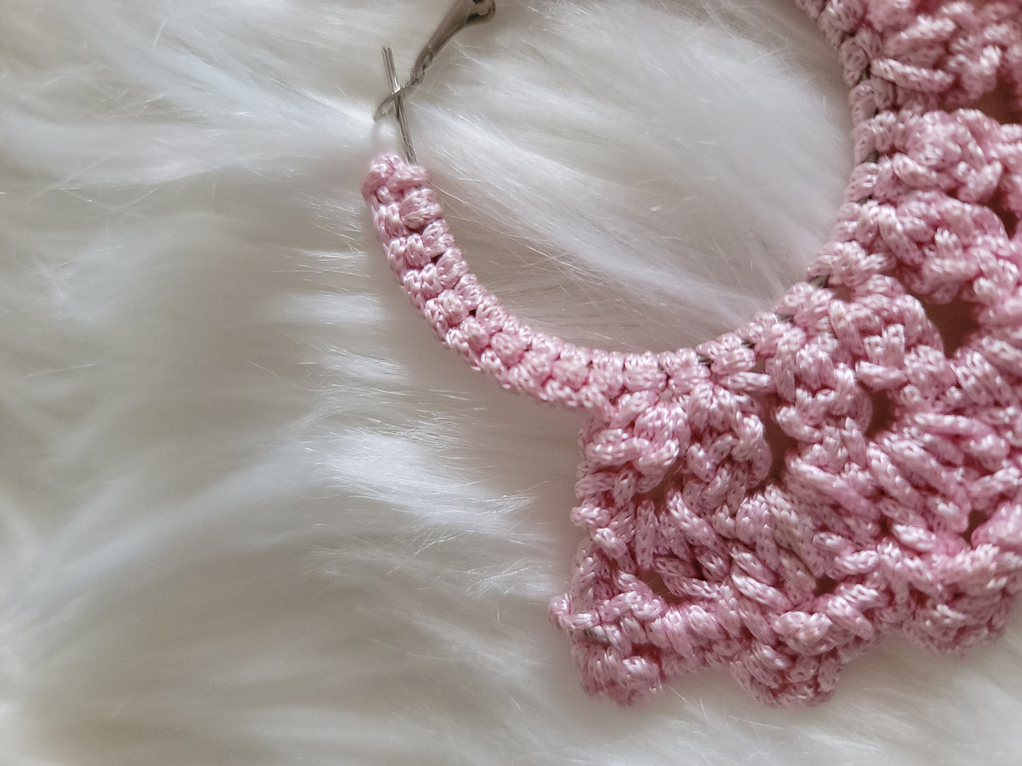 Statement Pink Crochet Hoops