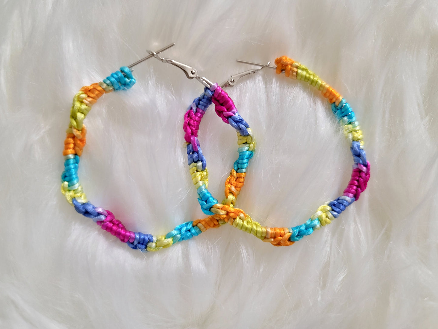 Multi-color (Twisted) Crochet Hoops