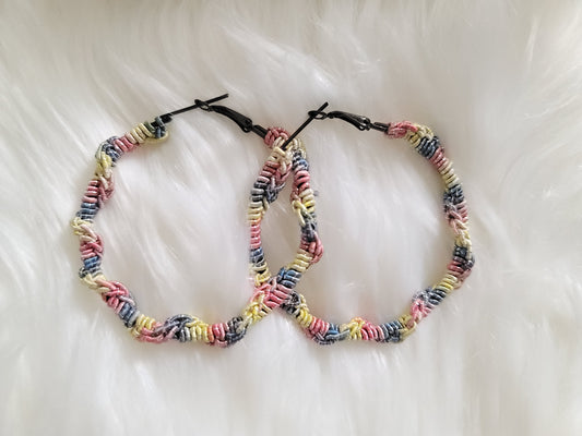 Multi-color Shimmer (Twisted) Crochet Hoops