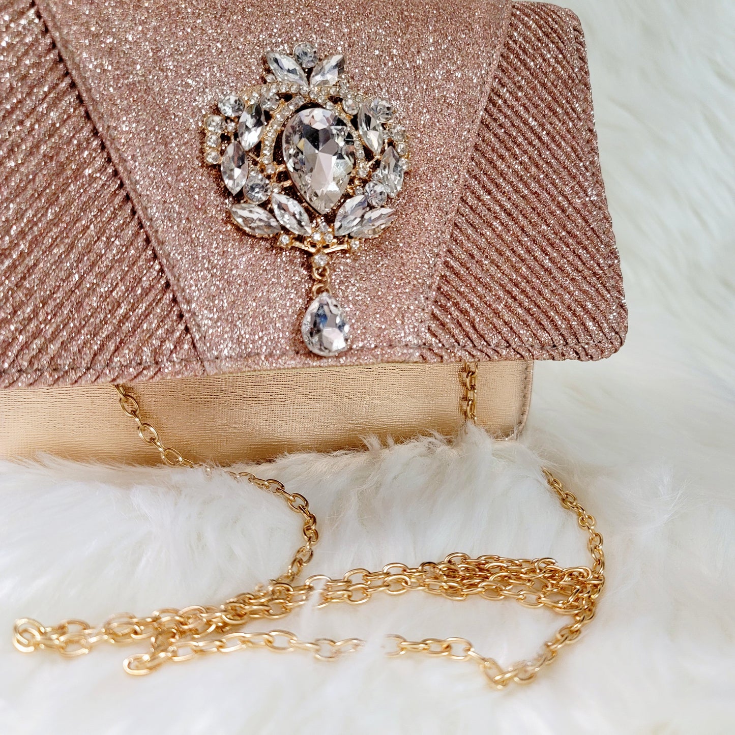 Rose Gold Glitter & Pearl Handbag