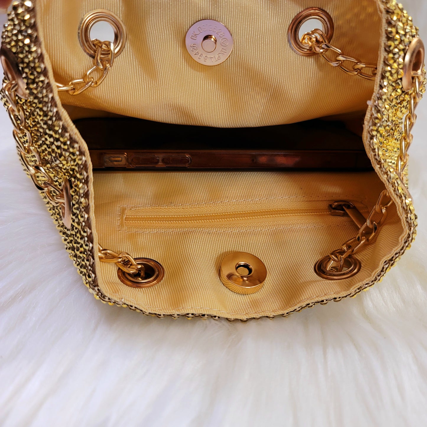 Gold Bling Embellished Multi-way Bucket Bag