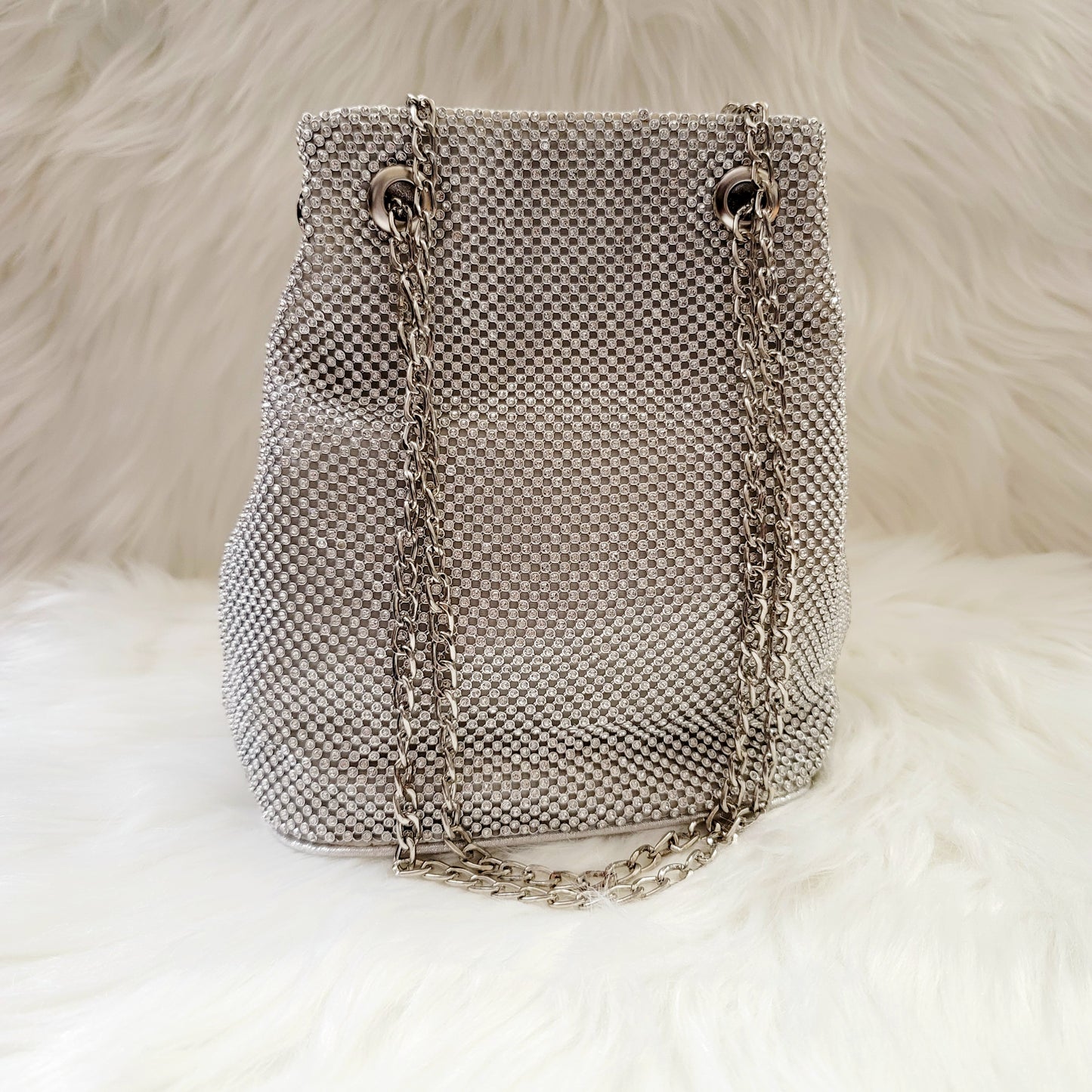 Silver Bling Embellished Multi-way Bucket Bag