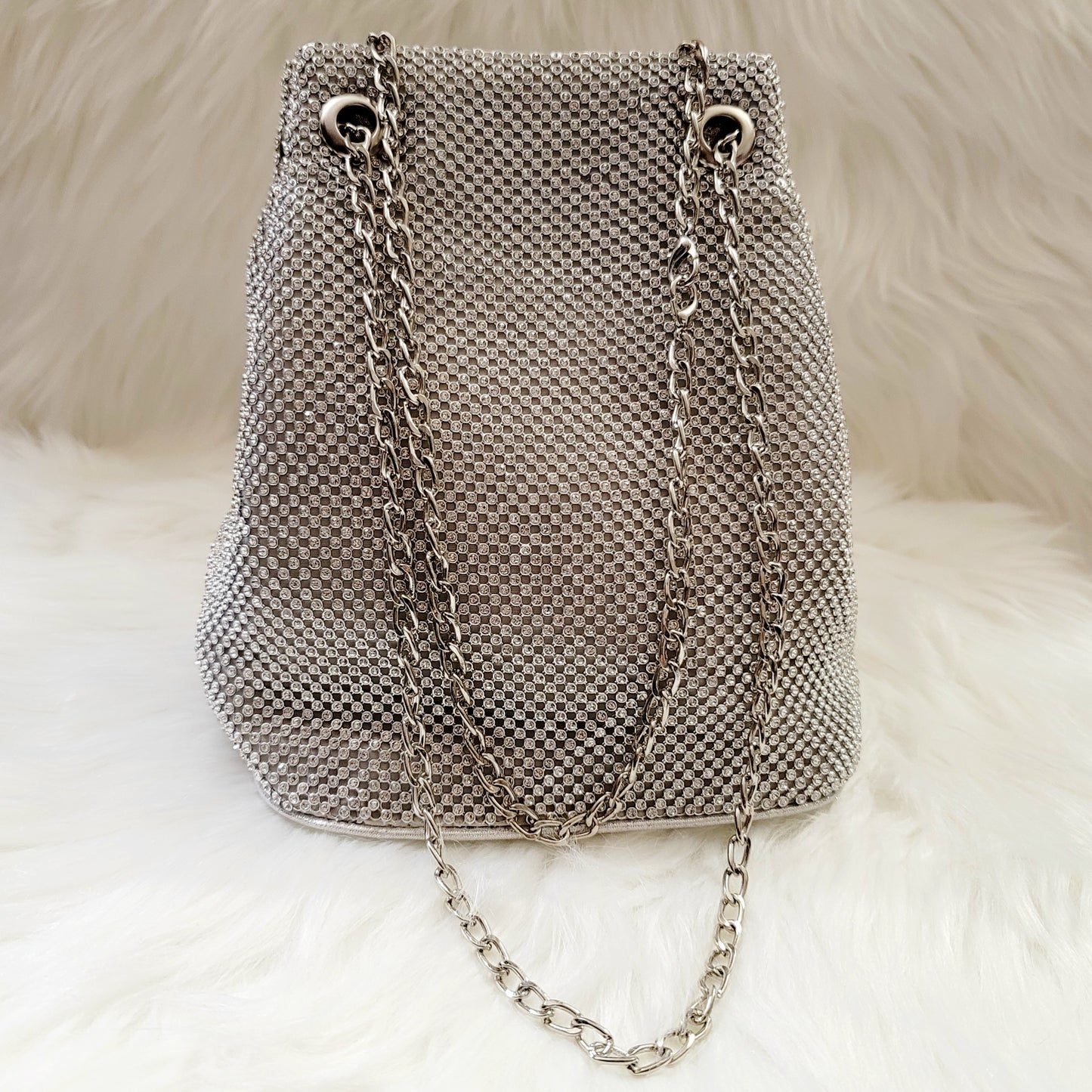 Silver Bling Embellished Multi-way Bucket Bag