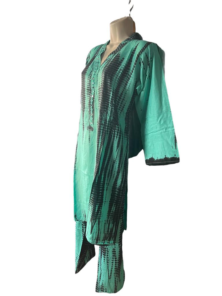 Tie Dye Kurti with Pants (Mint)