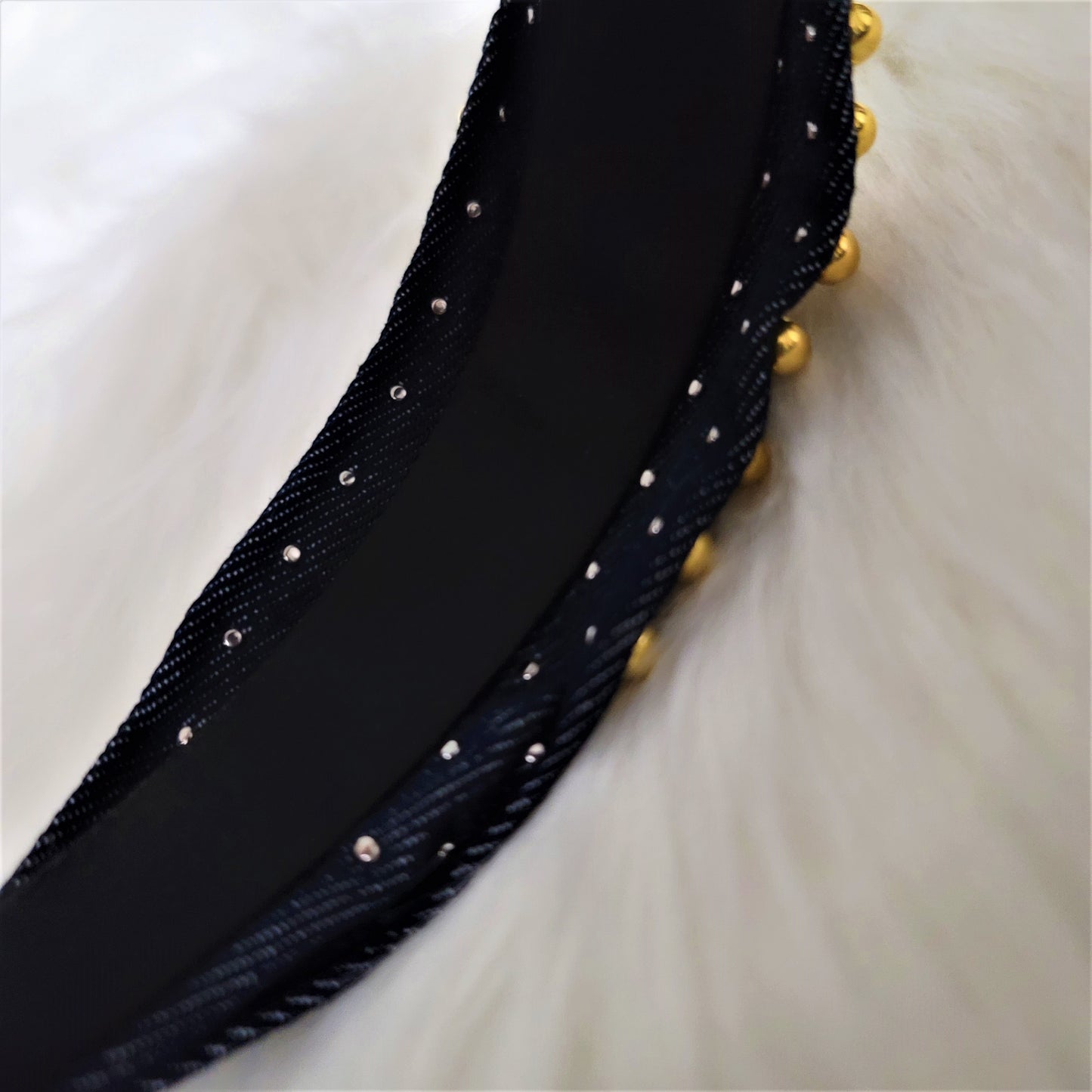 Denim Gold Pearl n Studded Headband