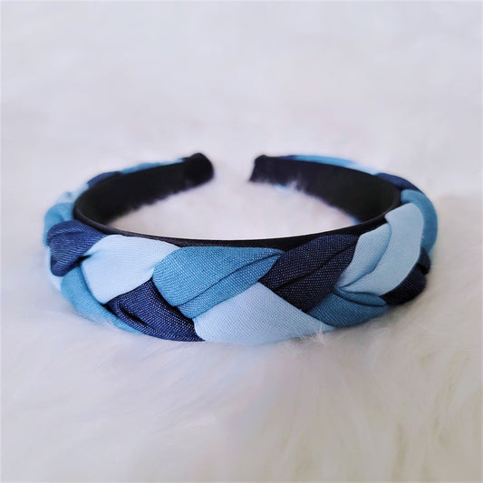 Denim Tricolor Braided Headband